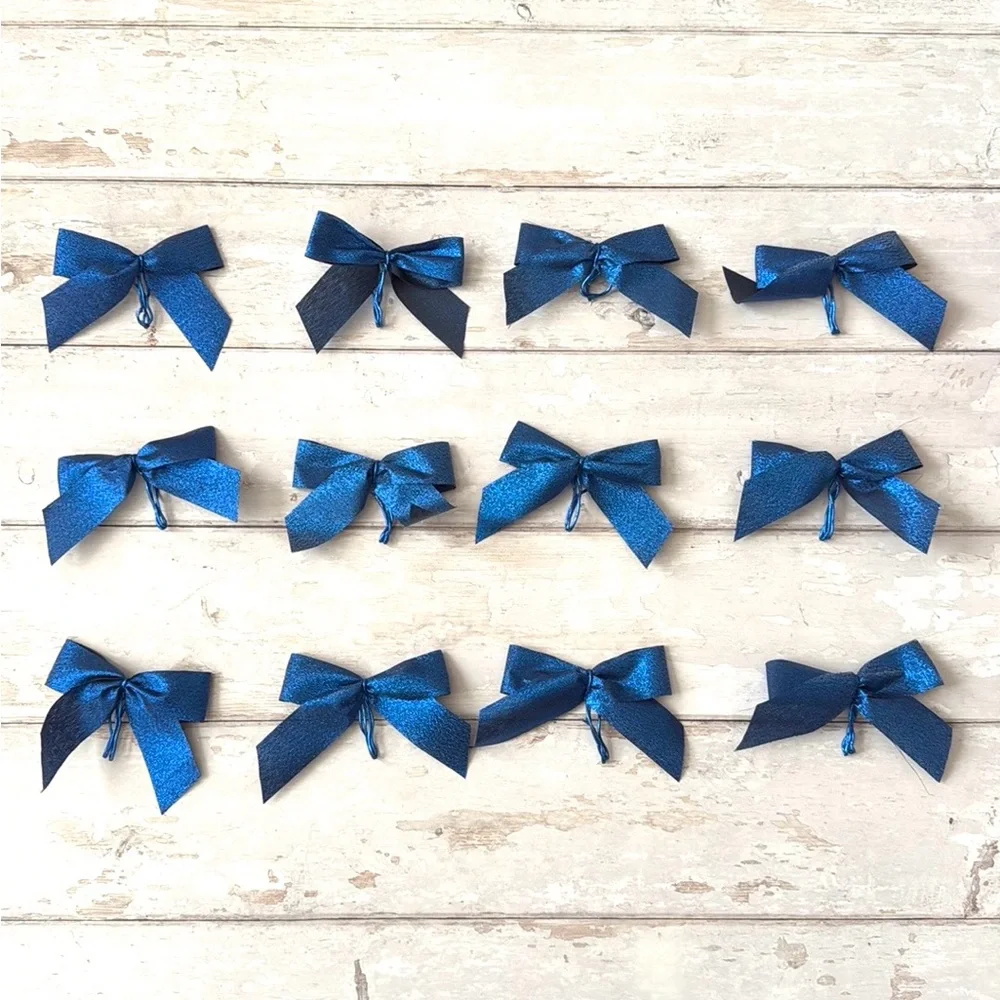 Blue Glitter 12ct Holiday 6in Christmas Hannakuh Bows Decor Decorations NEW